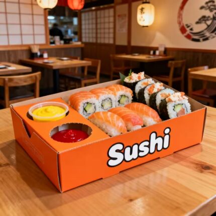 Krabice na jídlo z potaženého papíru Kraft Fast Food Take Away Package Container UV s barevným potiskem Sushi boxy Balení
