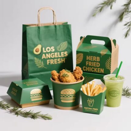 Disposable Takeaway Food Paper Box French Fries Packaging Custom Chicken Wing Burger Boxes Take Out Fast Food Box Container
