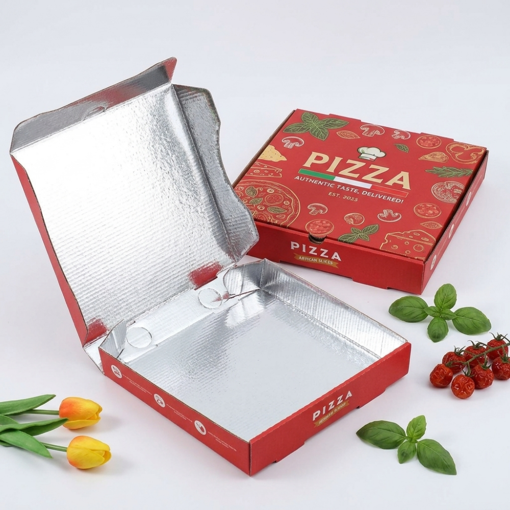 Factory Wholesale Custom Aluminum Foil Lined Takeaway Pizza Box Packaging Thermal Insulated Pizza Packaging Box
