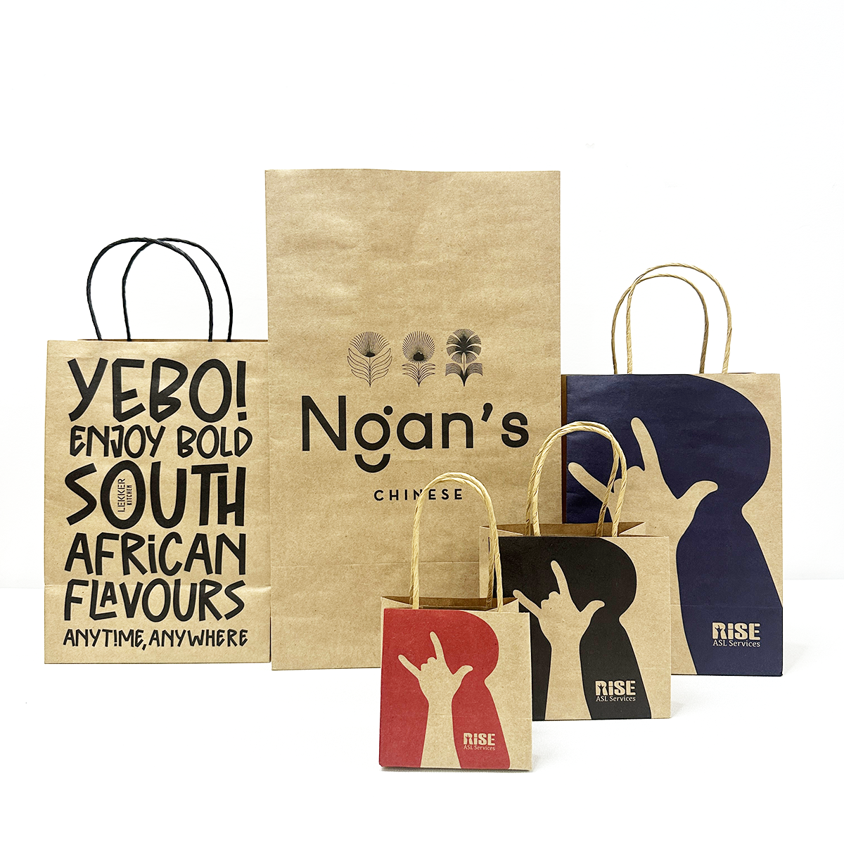 Recyclable Paper Packaging Handle Kraft Black Brown White Reusable Shopping Bag with Your logo