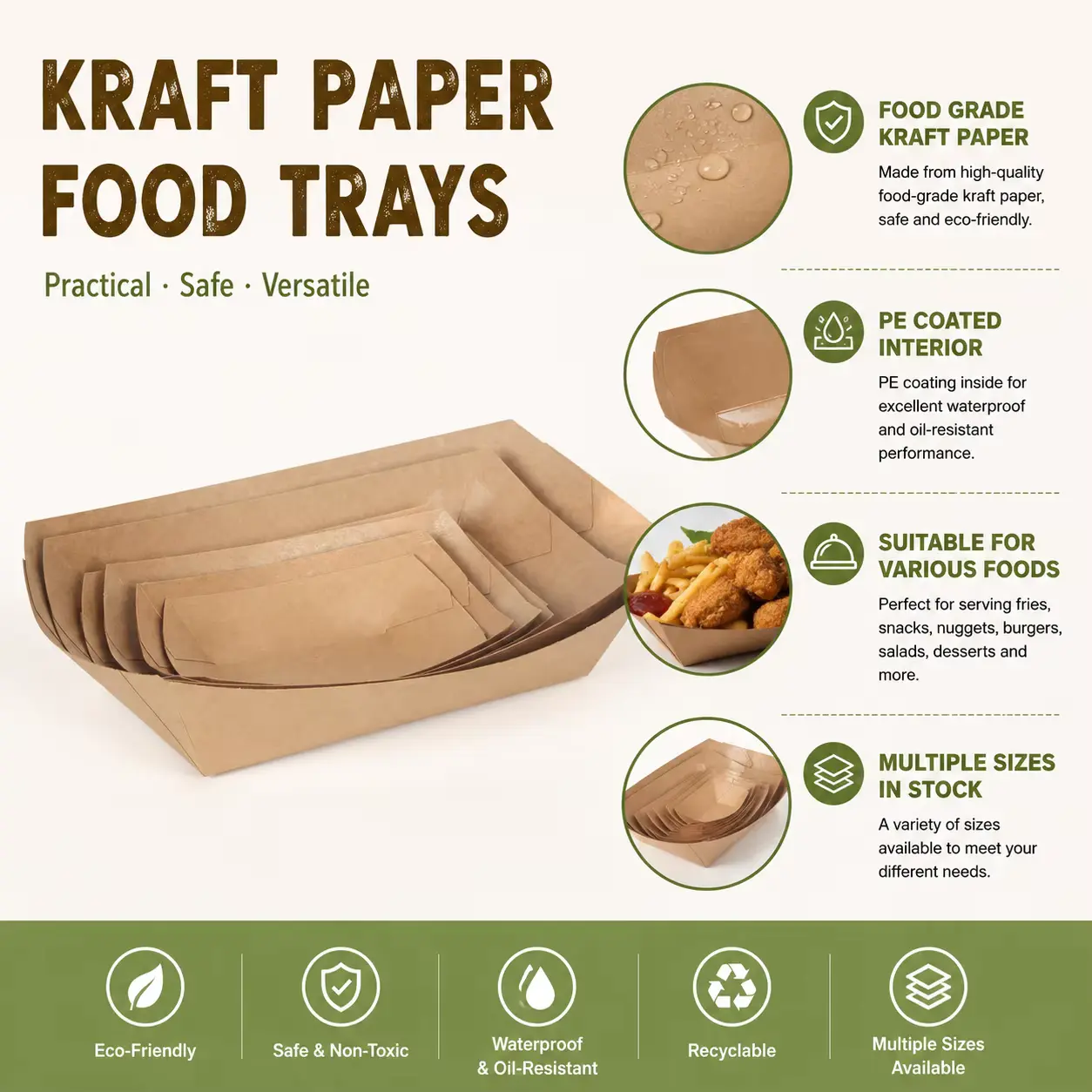 Cheap Price Custom Oil Proof Fast Food Paper Hot Dog French Fries Snack Street Food Takeout Tray