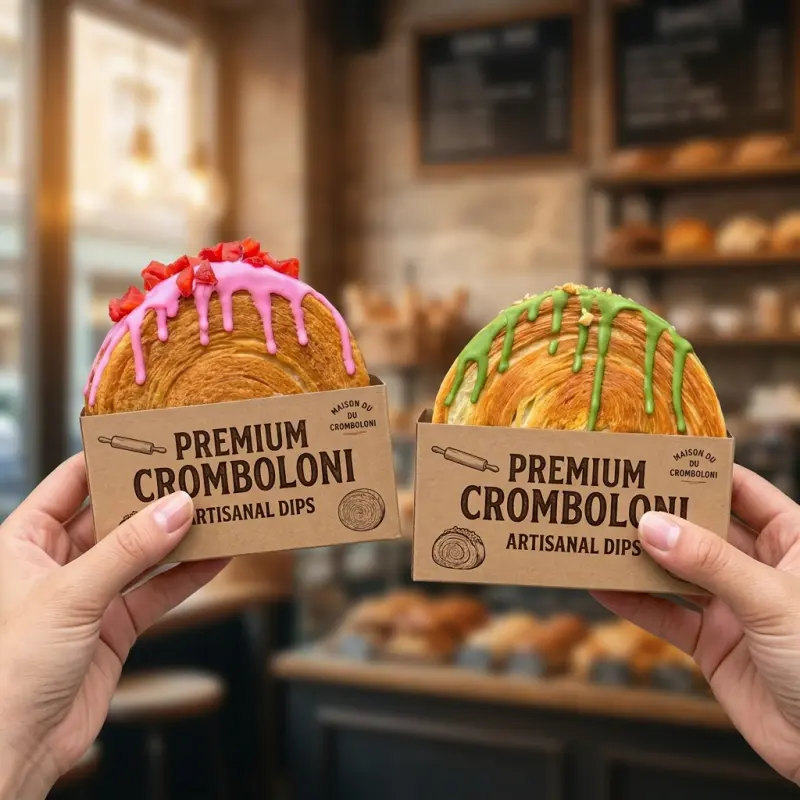 Custom Bakery Boxes Cromboloni Packaging Eco-Friendly Food Grade Cardboard for New York Roll Bread Sandwich Toast Packaging