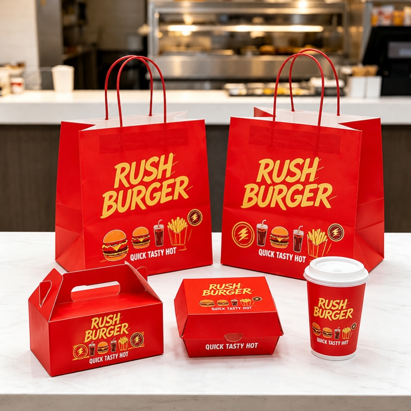 Wholesale Custom Fast Food Gable Box Burger Sandwich French Fries Shawarma Street Snacks Takeaway Packaging Burger Paper Boxes