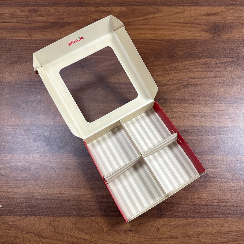 Free Sample Recyclable Material Food Grade Biscuit Cake Cookie Bread Pastry Donut Macaron Cardboard Paper Box with Window