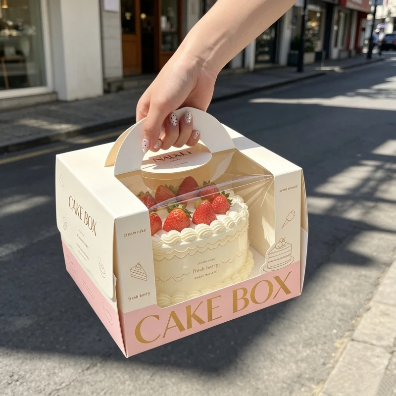 Free Design Custom Paper Cake Box White/Kraft Bakery Packaging Box for Brownie Chocolate Cake Party Use Matte Lanination UV