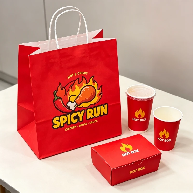 Precio barato de fábrica, impresión de logotipo personalizado, bolsa de papel Kraft de calidad alimentaria, marrón y blanco, con mango trenzado para restaurante de comida rápida y cafetería