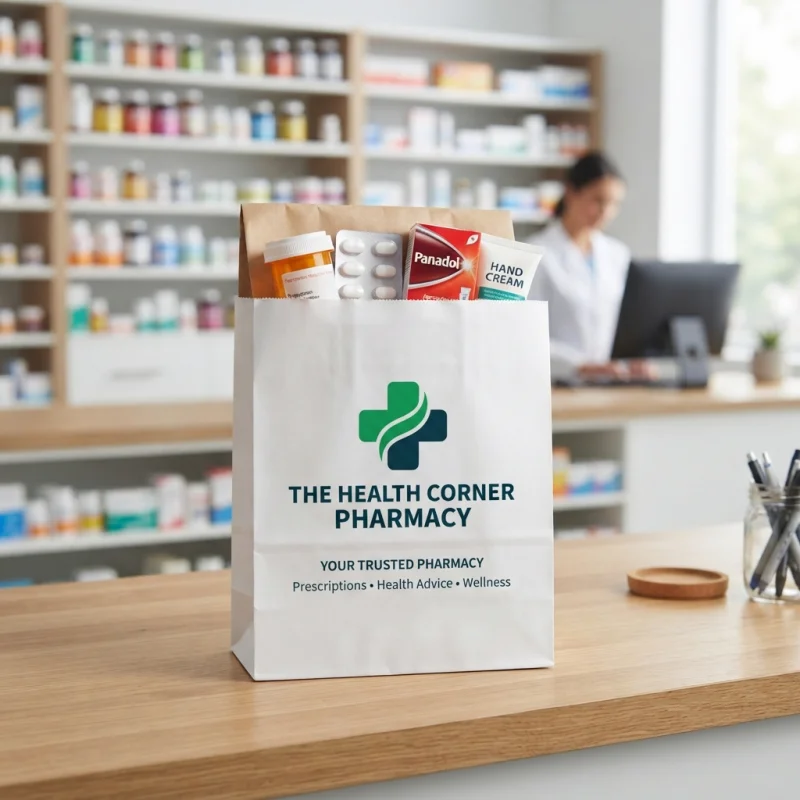 Custom Biodegradable Kraft Paper Sos Pharmacy Packaging Prescription Pill Medicine Bags for Hospital Use