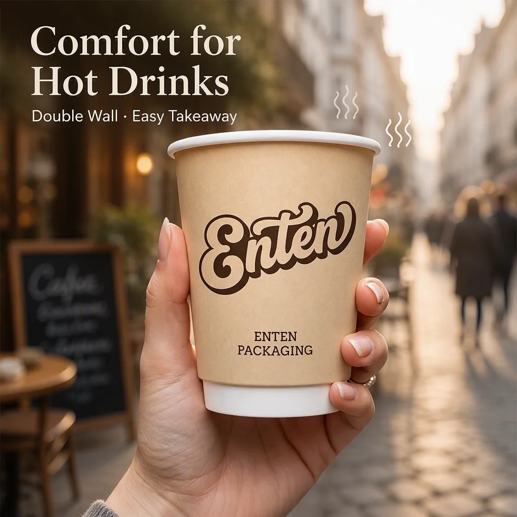 ENTEN Disposable Cofee Paper Cups Customized Logo Printed Hot Drink Cups For Coffee Shop Bakery Holiday Wedding Beverage
