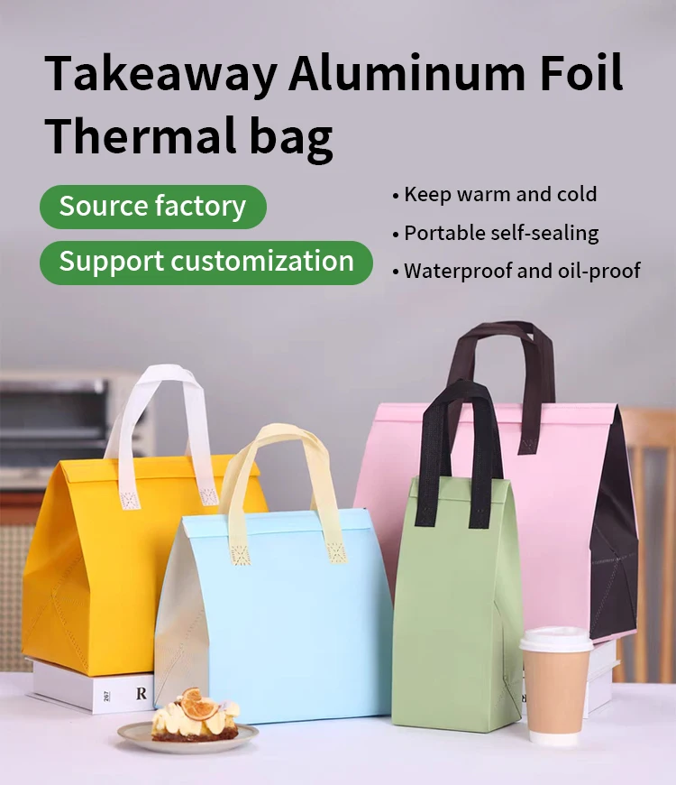 Wholesale Custom Non Woven Aluminum Foil Reusable to Go Bag Insulated Take Out Bag Lunch Laminated Waterproof Cooler Bags