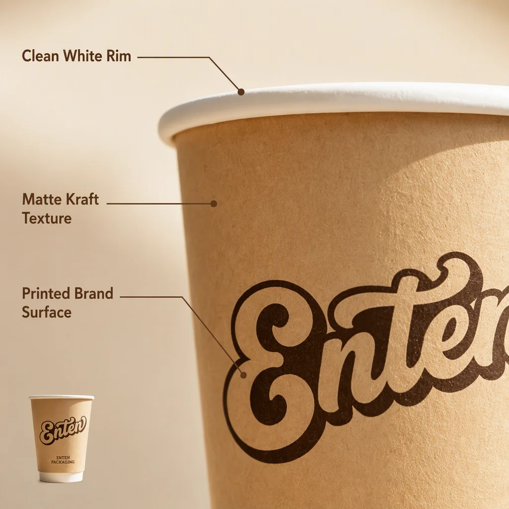 ENTEN Disposable Cofee Paper Cups Customized Logo Printed Hot Drink Cups For Coffee Shop Bakery Holiday Wedding Beverage