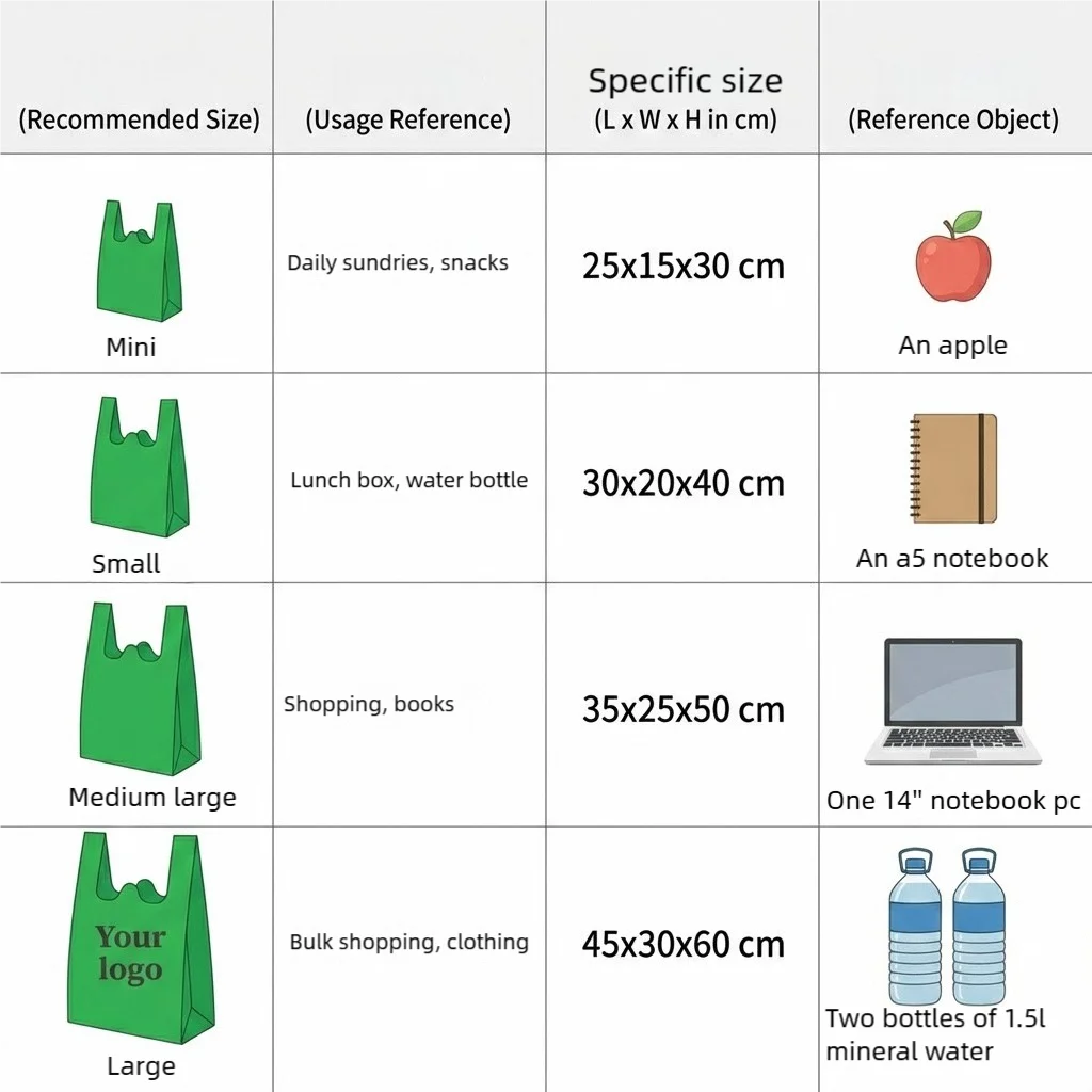 Custom Printed Bulk Non-Woven Tote Bags Non Woven Vest Bags Personalize with Your Logo