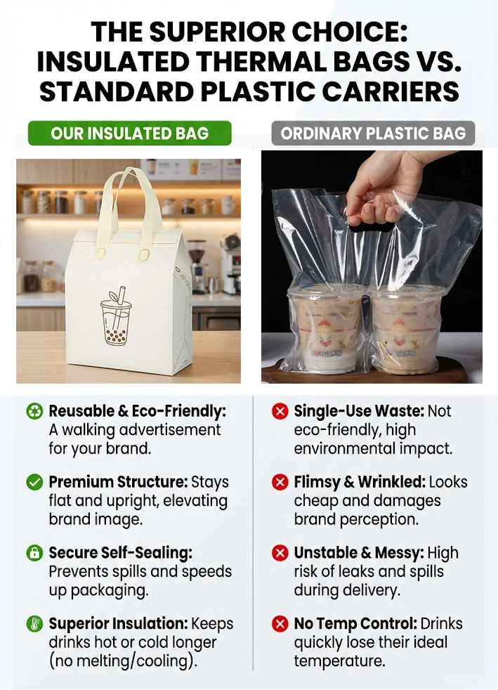 Customized Printing Reusable Ultrasonic Laminated Non-woven Aluminum Foil Insulated Bag for Restaurant