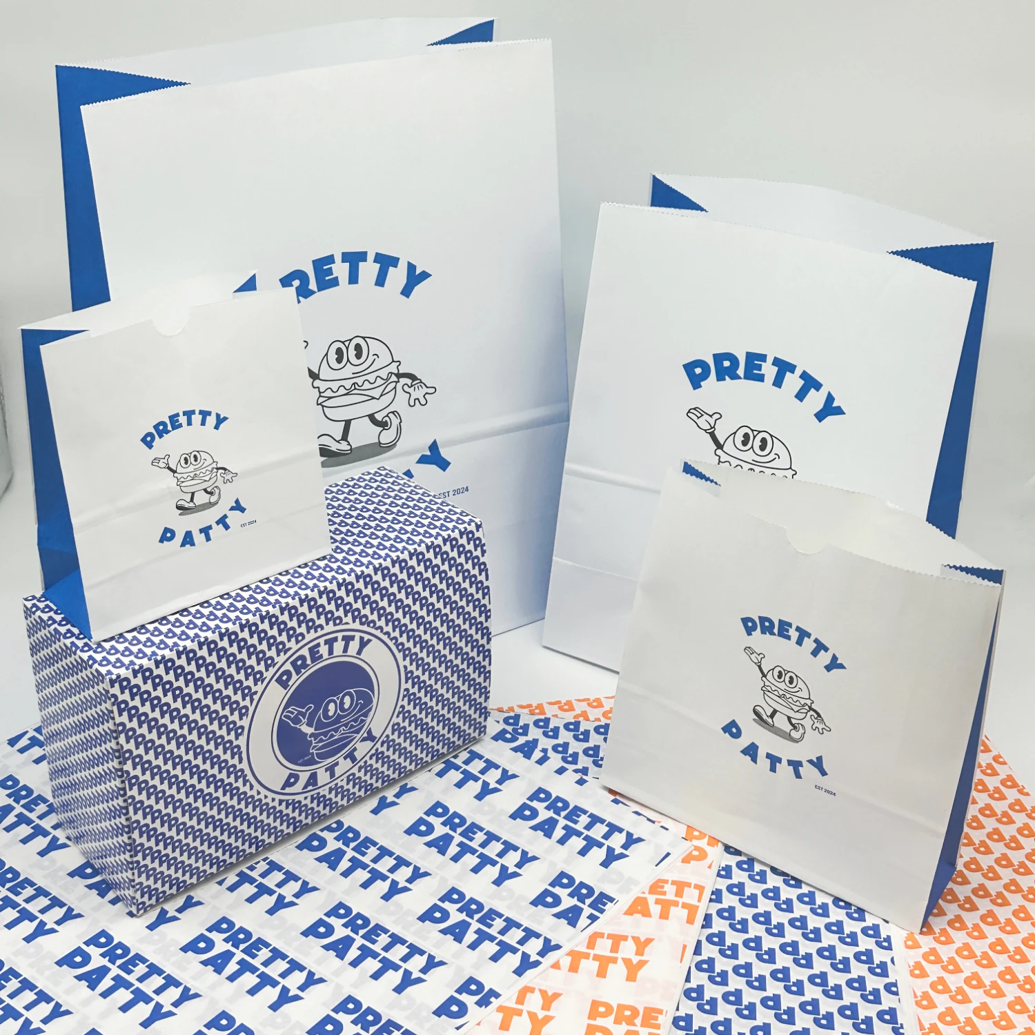 Custom Paper Bag Without Handle Brown White Food Grade Kraft Bag Recyclable Take Out Bread Sandwich SOS Paper Bag