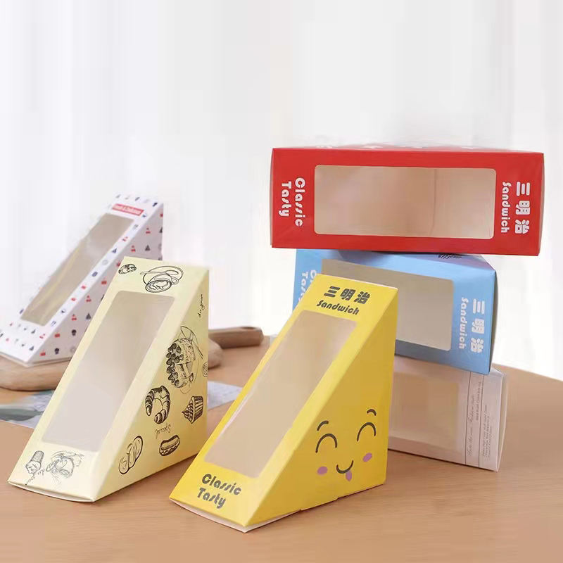Disposable Transparent Sandwich Containers Sandwich Wedge Box Triangle Bakery Packaging Wrappers Emballage Sandwich