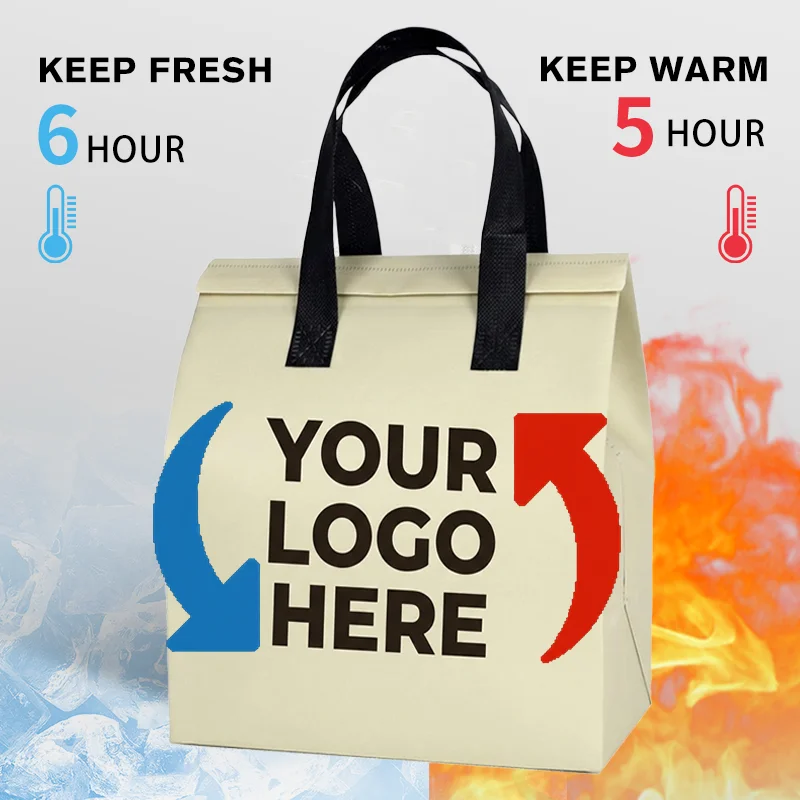 Customized Printing Reusable Ultrasonic Laminated Non-woven Aluminum Foil Insulated Bag for Restaurant