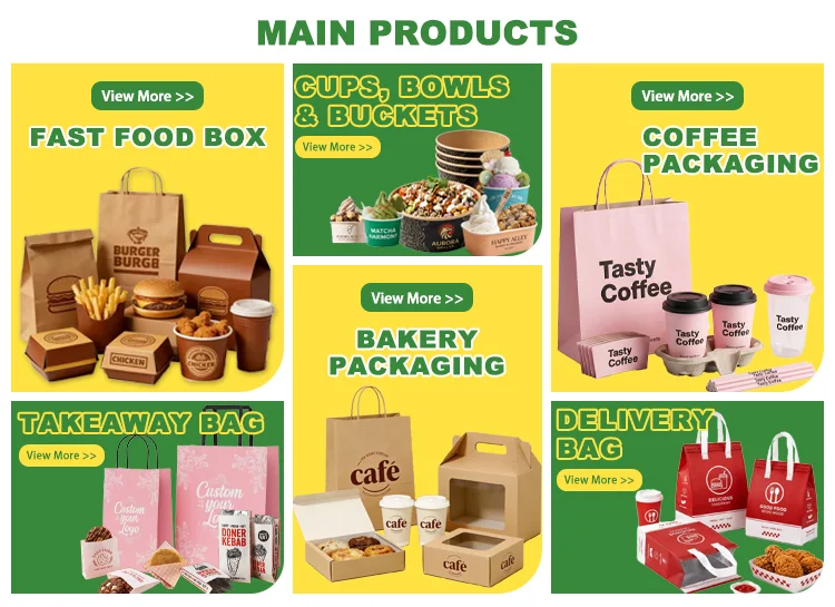 Custom Hot Dog Fast Food Paper Packaging Boxes Set Series Take Away Pillow Shaped Disposable French Fries Shawarma Burger Box