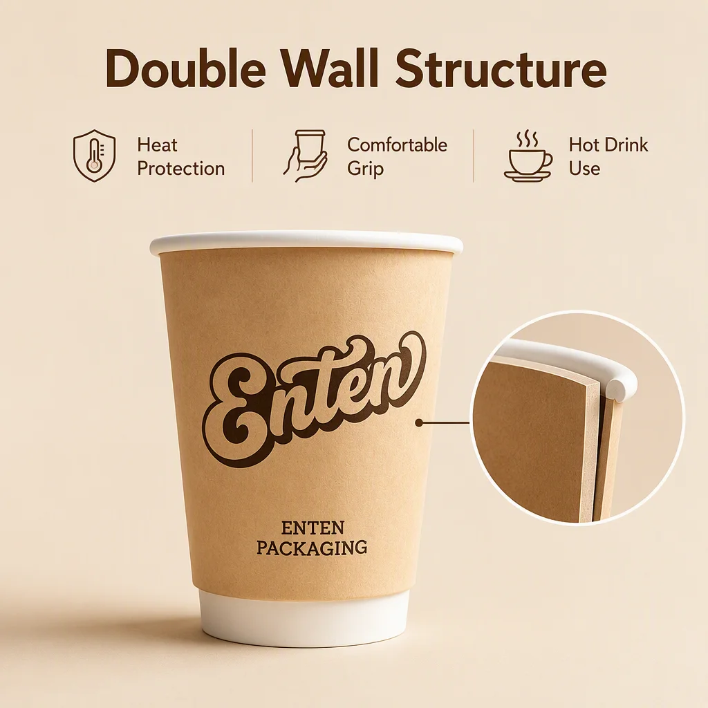ENTEN Disposable Cofee Paper Cups Customized Logo Printed Hot Drink Cups For Coffee Shop Bakery Holiday Wedding Beverage
