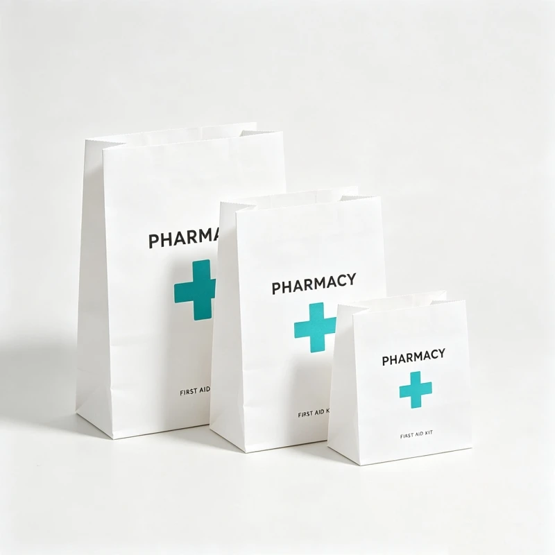 Custom Biodegradable Kraft Paper Sos Pharmacy Packaging Prescription Pill Medicine Bags for Hospital Use