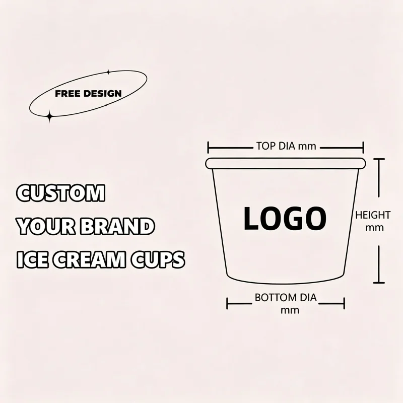Low MOQ 3oz 6oz 8oz Personalized Custom Food Grade Dessert Packaging Container Bowl Ice Cream Yogurt Kraft Paper Cup With Paper Lids