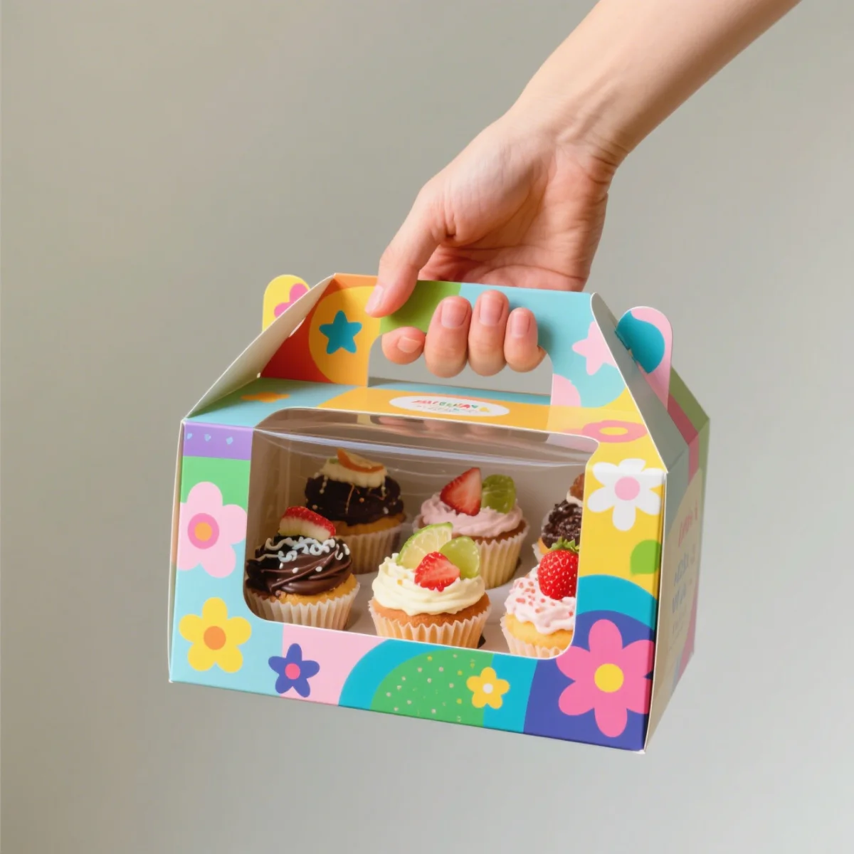 Custom Logo Personalized Recyclable Folding Paperboard Takeout Food Box Snack Cookie Donut Macaroon Packaging Gable Box