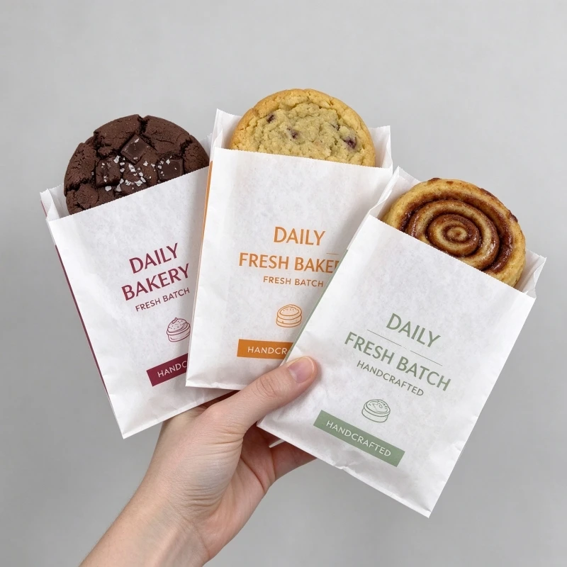 Wholesale Custom LOGO Printing Food Grade Eco Friendly Kraft Grease-proof Packaging Paper Bags for Food Cookie