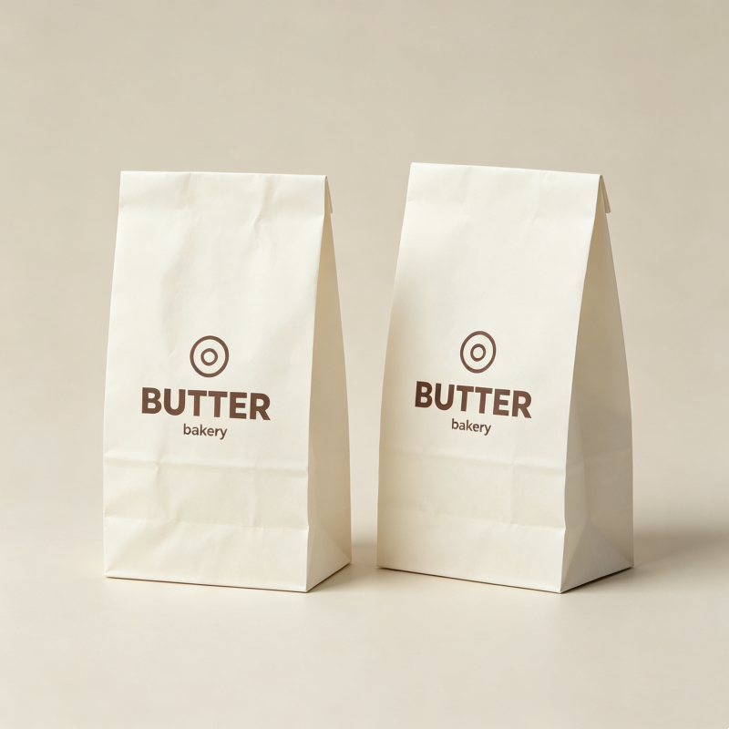 Custom Food Snack Candy Packaging Paper Bags Shopping Sacs En Papier Without Handles for Fast Food Bread Cookies