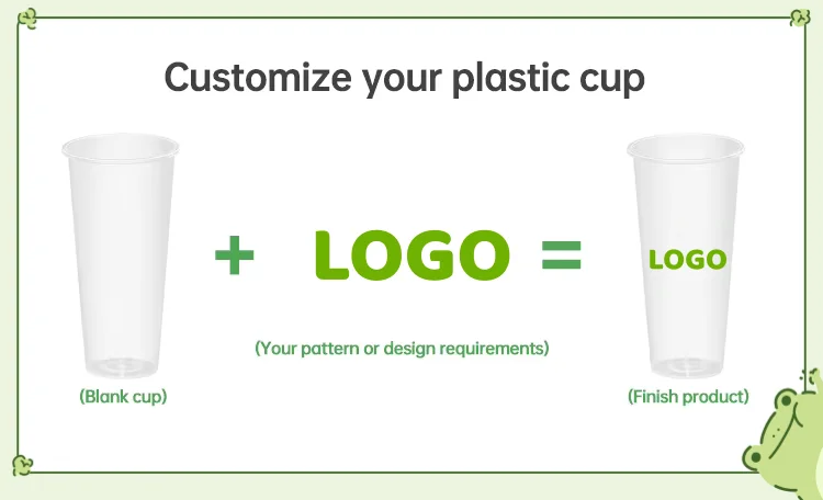Custom Logo Plastic Cup for Cafe 14oz 16oz 24oz Frosted Clear Disposable Smoothie PP Hard Cup Boba Bubble Tea Cup