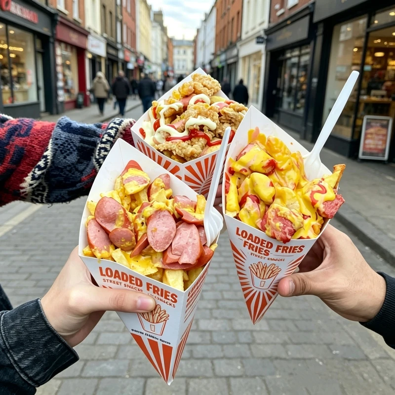Custom Logo Churros Paper Cones With Sauce Holder Disposable Street Food Packaging Paper Cone for Churros Snack Fries Fast Food