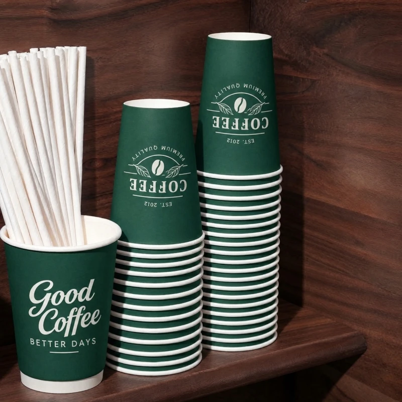 Custom Printed Logo 10oz 12oz Single Wall PE Coated Disposable Hot Drink Paper Cups 16oz Paper Coffee Cups with Lid