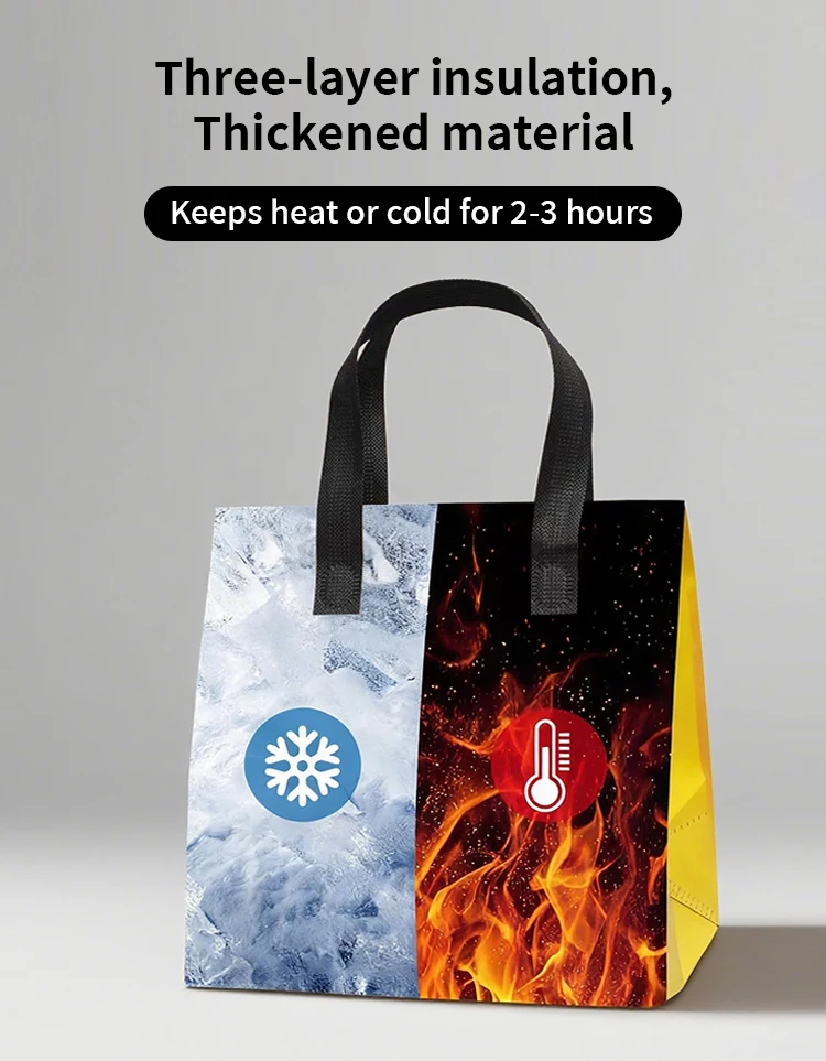 Wholesale Custom Non Woven Aluminum Foil Reusable to Go Bag Insulated Take Out Bag Lunch Laminated Waterproof Cooler Bags